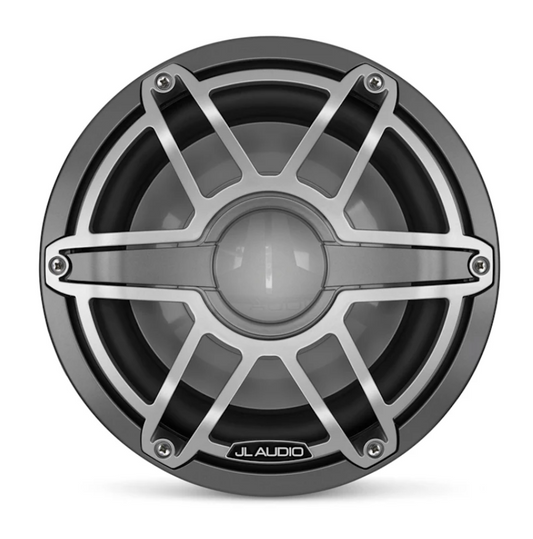 Suncoast Marine and Auto offers JL Audio M6 10" Marine Subwoofer w/Titanium Sport Grille - M6-10W-S-GmTi-4 [010-03490-00] Optimized for high-powered operation, M6 marine subwoofers can be installed in various applications and are built to withstand the rigors of marine use.
