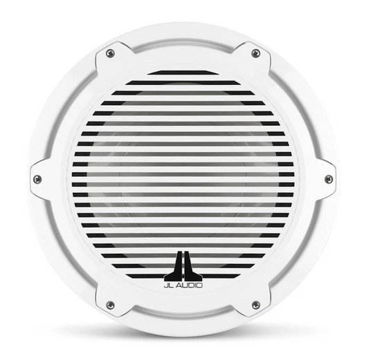 Suncoast Marine and Auto offers JL Audio M7 12" Marine Subwoofer w/Gloss White Classic Grille; JL Audio® M7 Marine Subwoofer. 12" with White Classic Grille (M7-12IB-C-GwGw-4). PART NUMBER010-03285-00. Transflective™ LED Lighting.