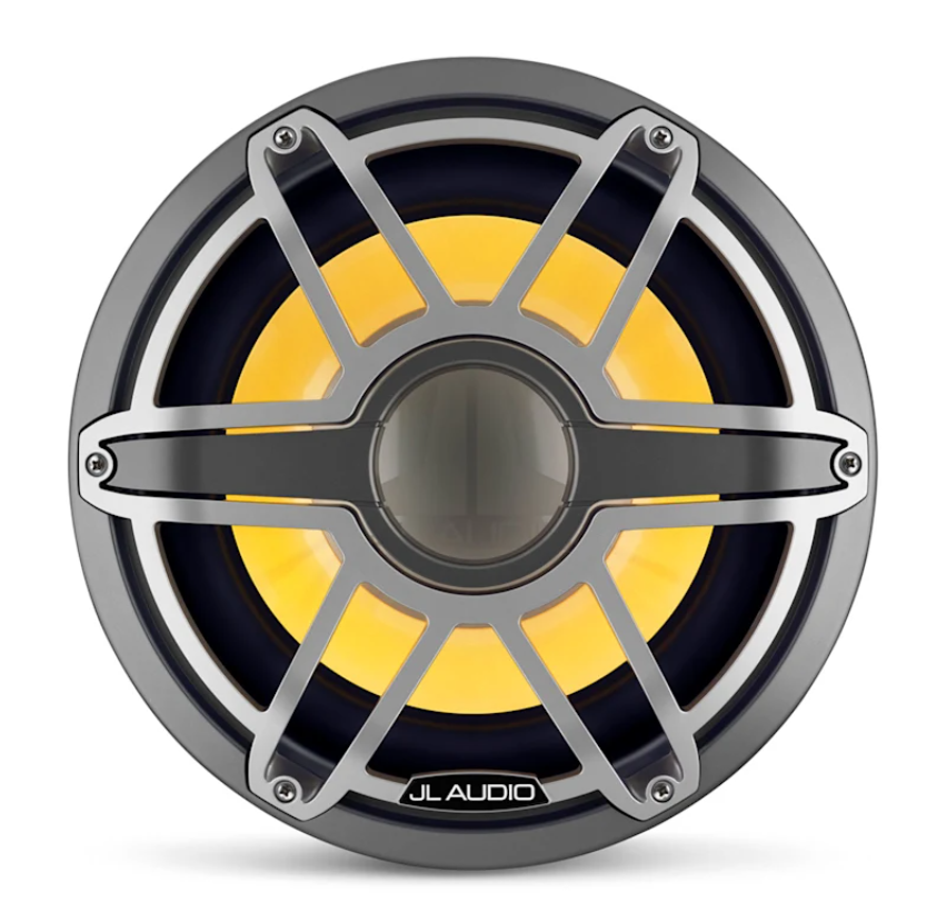 Suncoast Marine and Auto offers JL Audio M7 12" Marine Subwoofer w/Titanium Sport Grille Transflective LED Lighting - M7-12IB-S-GmTi-i-4 [010-03289-00] 12" Marine Subwoofer Driver with Transflective™ LED Lighting, Gunmetal Trim Ring, Titanium Sport Grille. Model # 19997634
