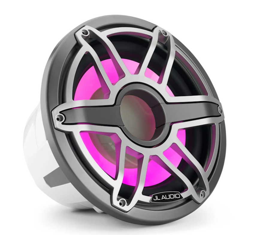 Suncoast Marine and Auto offers JL Audio M7 12" Marine Subwoofer w/Titanium Sport Grille Transflective LED Lighting - M7-12IB-S-GmTi-i-4 [010-03289-00] 12" Marine Subwoofer Driver with Transflective™ LED Lighting, Gunmetal Trim Ring, Titanium Sport Grille. Model # 19997634
