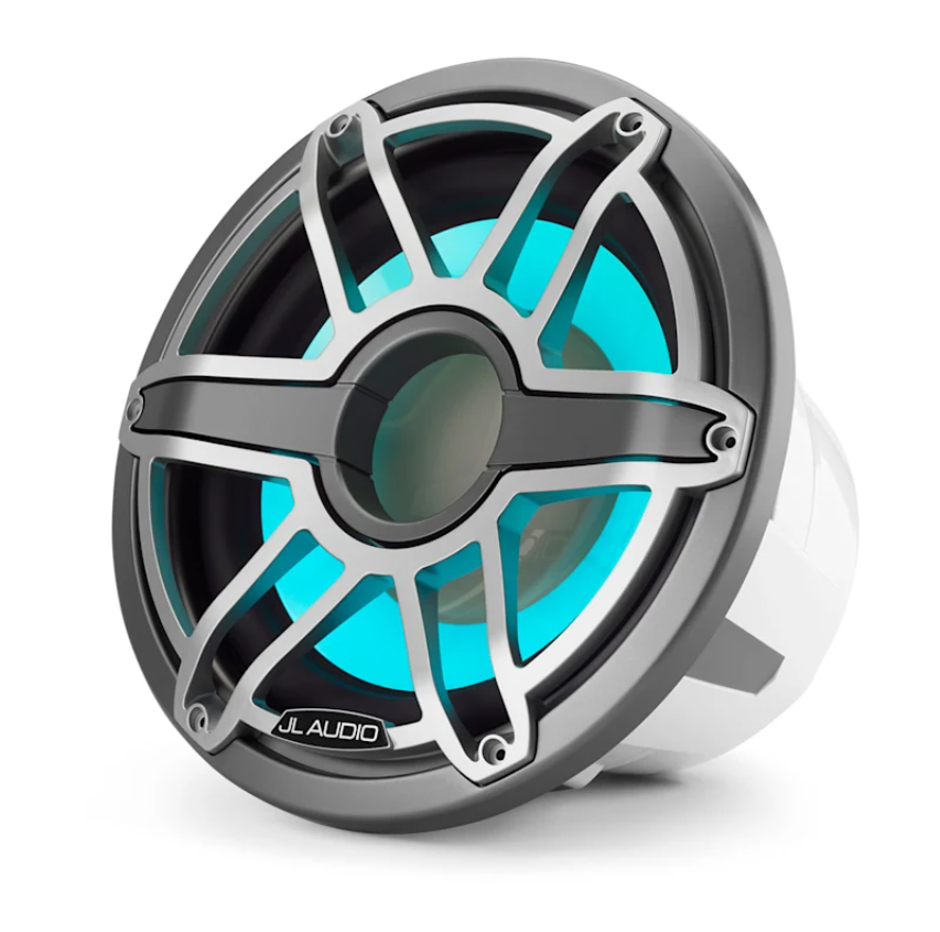 Suncoast Marine and Auto offers JL Audio M7 12" Marine Subwoofer w/Titanium Sport Grille Transflective LED Lighting - M7-12IB-S-GmTi-i-4 [010-03289-00] 12" Marine Subwoofer Driver with Transflective™ LED Lighting, Gunmetal Trim Ring, Titanium Sport Grille. Model # 19997634