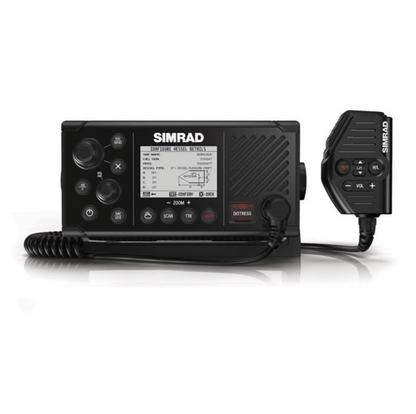Suncoast Marine and Auto offers Simrad RS40-B VHF Radio w/Class B AIS Transceiver GPS-500 Antenna [000-14818-001] The RS40-B has a Class B AIS transceiver, built-in GPS, removable mic, and can connect up to two wireless handsets. It also has Class D DSC approval.