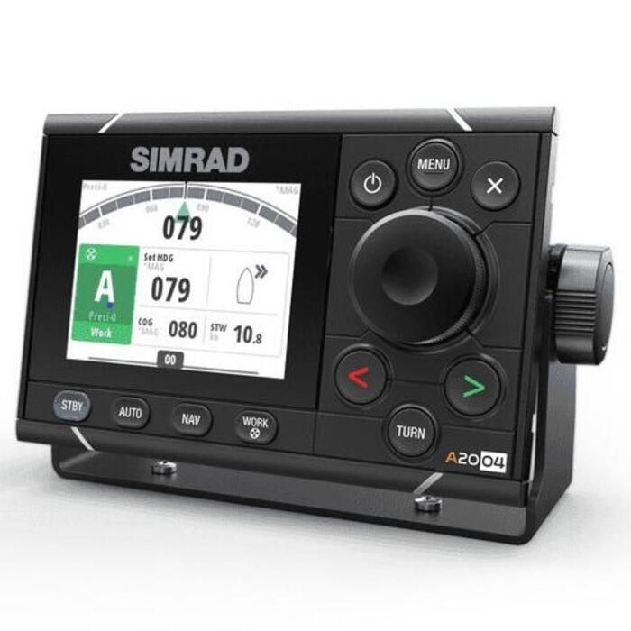 Suncoast Marine and Auto offers Simrad A2004 Autopilot Control Display [000-13895-001] The A2004 is a dedicated autopilot controller with a Simrad interface, a rotary dial, a 4.1-inch color display, and automated turn patterns.