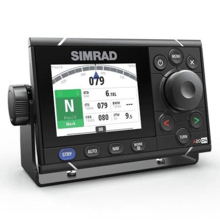 Suncoast Marine and Auto offers Simrad A2004 Autopilot Control Display [000-13895-001] The A2004 is a dedicated autopilot controller with a Simrad interface, a rotary dial, a 4.1-inch color display, and automated turn patterns.
