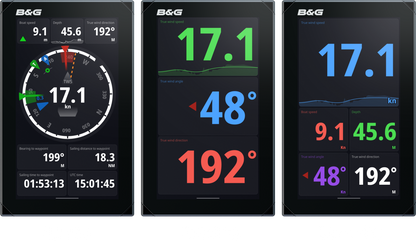 Nemesis™ 12-inch Sailing Display (000-15612-001) upwind, reaching, downwind view