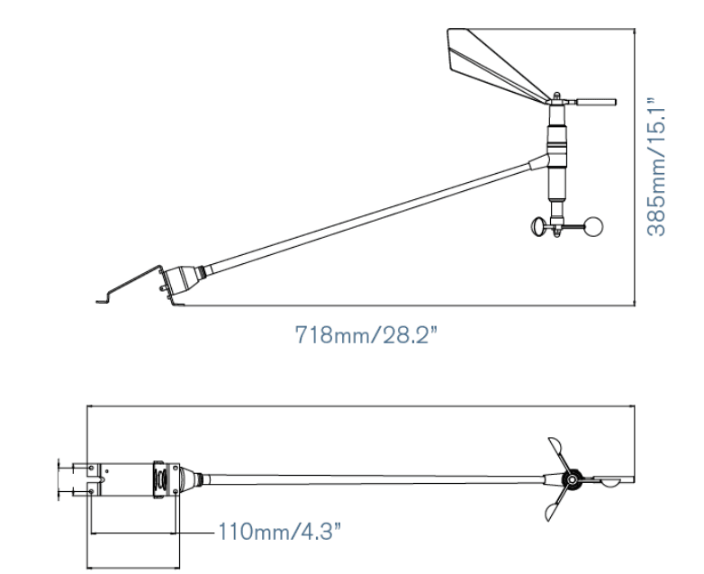 Suncoast Marine and Auto offers BG 213 Wind Sensor/Masthead Unit Only (213-00-002) dimensions chart
