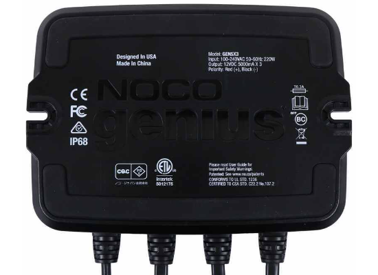 Suncoast Marine and Auto offers NOCO Genius Onboard Waterproof Marine Battery Charger, 15 Amp, 12V, 3-Bank GEN5X3