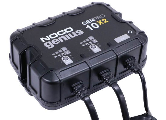 Suncoast Marine and Auto offers NOCO Genius Onboard Waterproof Marine Battery Charger, 20 Amp, 12V, 2-Bank GENPRO10X2