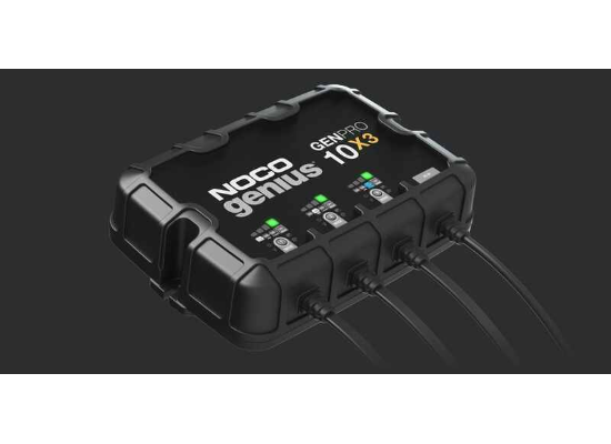 Suncoast Marine and Auto offers NOCO Genius Onboard Waterproof Marine Battery Charger 30 Amp, 12V, 3-Bank GENPRO10X3