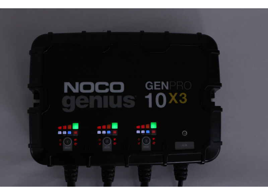 Suncoast Marine and Auto offers NOCO Genius Onboard Waterproof Marine Battery Charger 30 Amp, 12V, 3-Bank GENPRO10X3