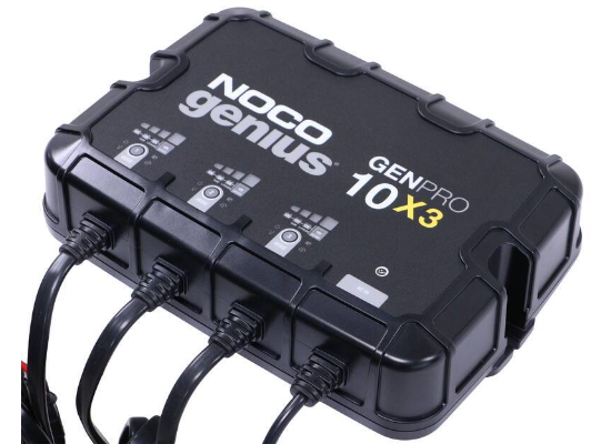 Suncoast Marine and Auto offers NOCO Genius Onboard Waterproof Marine Battery Charger 30 Amp, 12V, 3-Bank GENPRO10X3