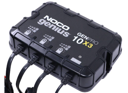 Suncoast Marine and Auto offers NOCO Genius Onboard Waterproof Marine Battery Charger 30 Amp, 12V, 3-Bank GENPRO10X3