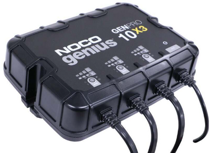 Suncoast Marine and Auto offers NOCO Genius Onboard Waterproof Marine Battery Charger 30 Amp, 12V, 3-Bank GENPRO10X3