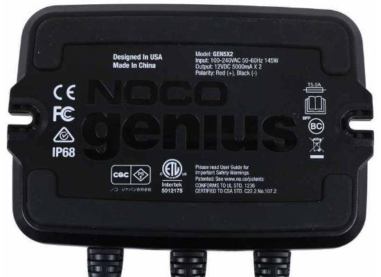 Suncoast Marine and Auto offers NOCO Genius 12V Onboard Waterproof Marine Battery Charger, 10 Amp, 2-Bank GEN5X2