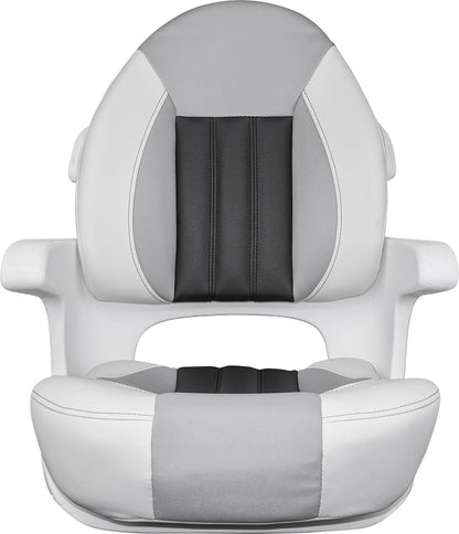 TEMPRESS ProBax® Captain Boat Seat with Arms, White and Gray (68355)