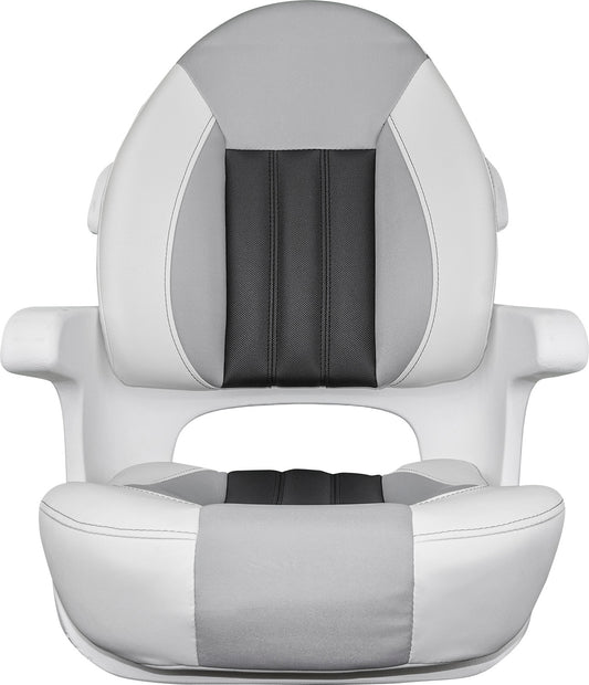 TEMPRESS ProBax® Captain Boat Seat with Arms, White and Gray (68355)