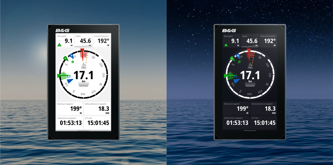 Nemesis™ 12-inch Sailing Display (000-15612-001) day and night modes