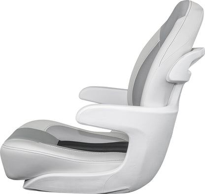 TEMPRESS ProBax® Captain Boat Seat with Arms, White and Gray (68355)